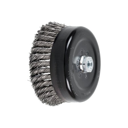 6 Knot Wire Cup Brush - .023 SS Wire, 5/8-11 Thread (ext.)